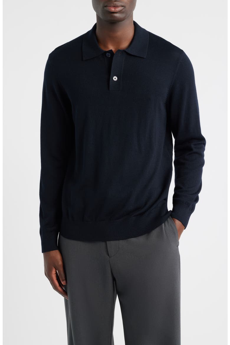 Serge 6584 Long Sleeve Wool Blend Polo Sweater, Main, color, DEEP NAVY