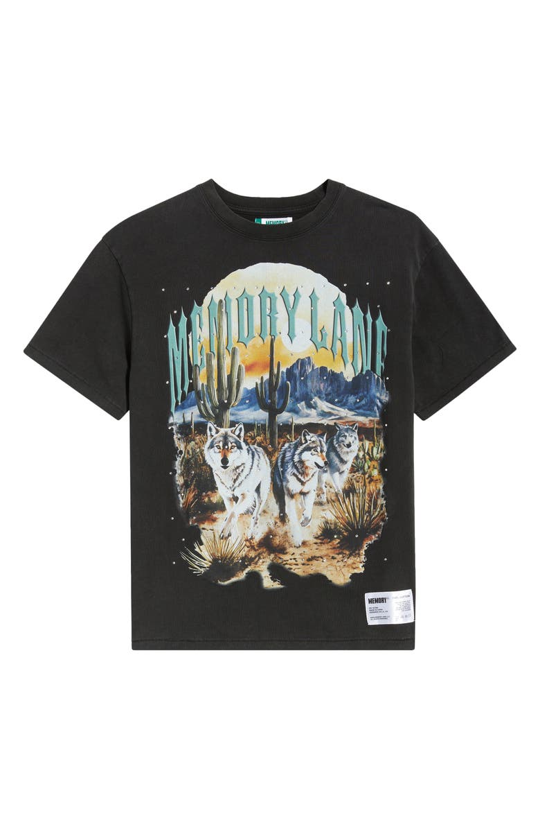 MEMORY LANE Running Wolves Crystal Embellished Graphic T-Shirt, Alternate, color, Vintage Black