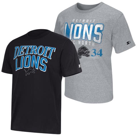Men's Starter  Black/Heather Gray Detroit Lions Two-Pack Throwback Logo T-Shirt Set