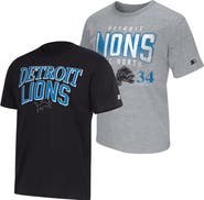 STARTER Men's Starter Black/Heather Gray Detroit Lions Two-Pack Throwback Logo T-Shirt Set