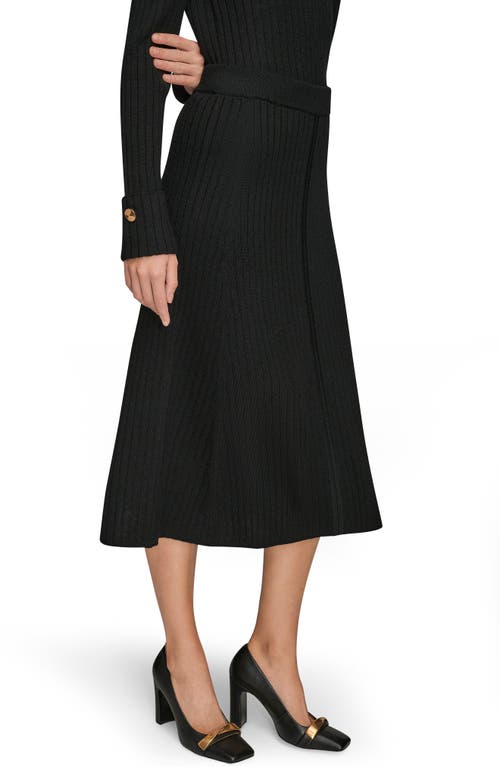 Donna Karan New York Rib Midi Sweater Skirt In Black