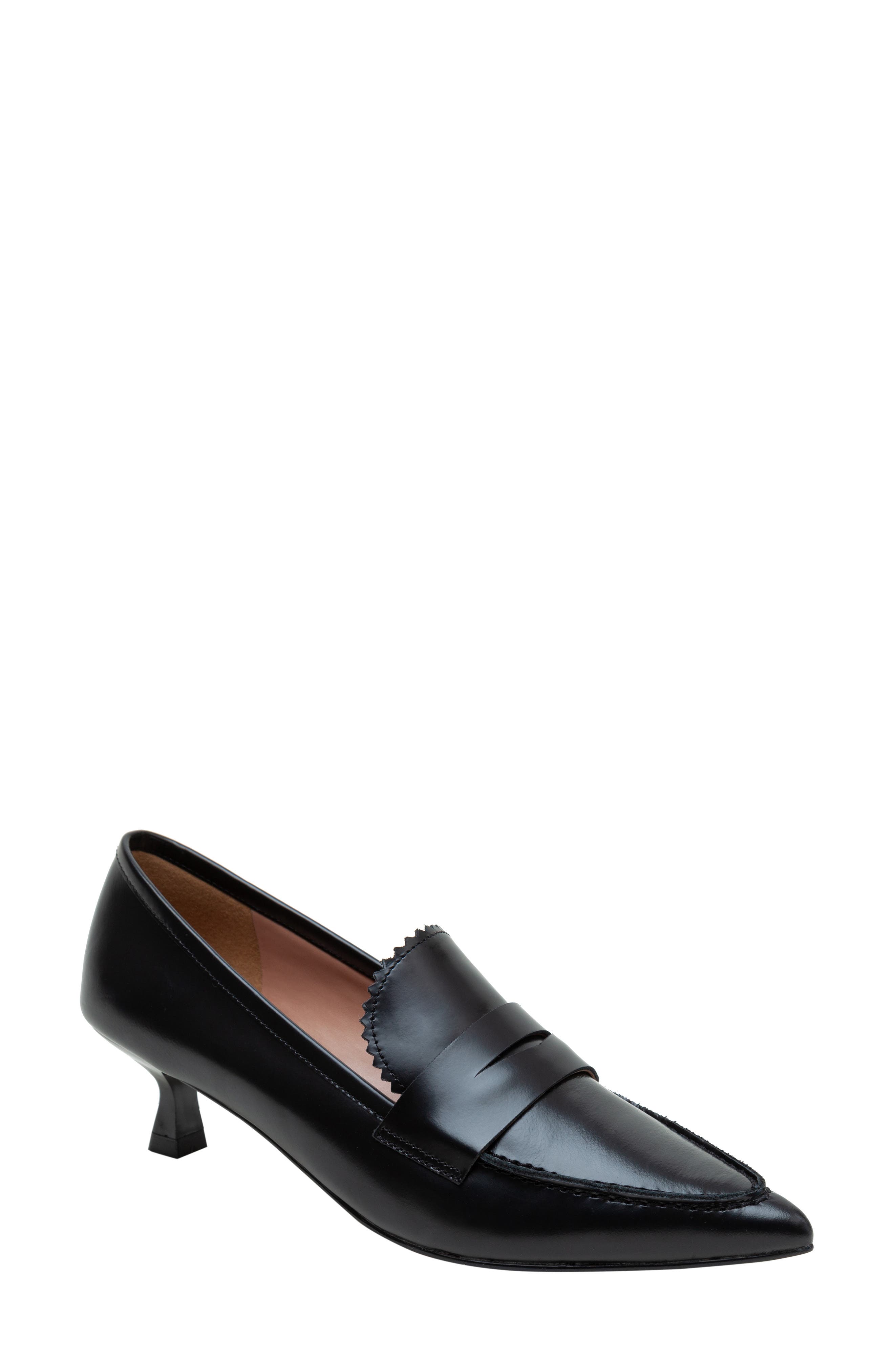 Linea Paolo Calisto Kitten Heel Loafer Pump, Main, color, Black