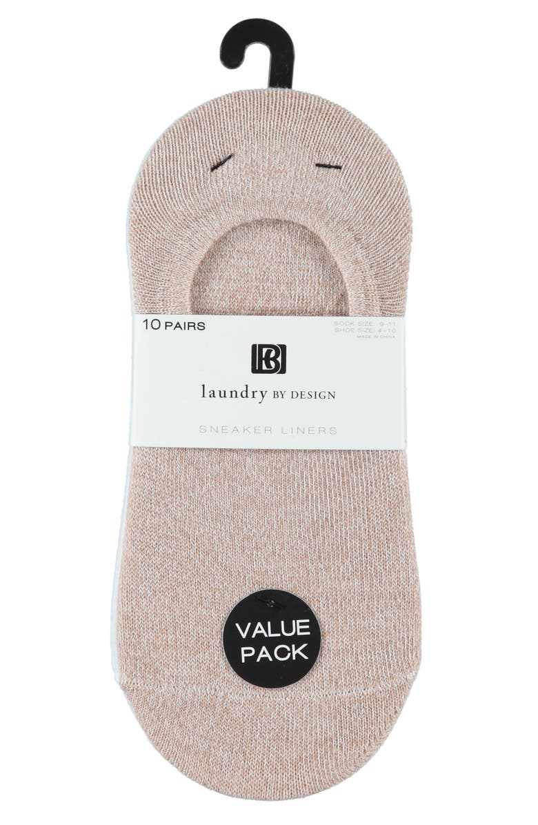 Laundry by Shelli Segal 10-Pack Marled Liner Socks, Alternate, color, Sand