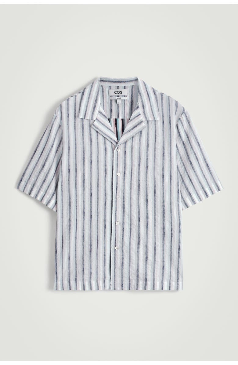 COS Striped Resort Shirt, Alternate, color, Brown / Striped