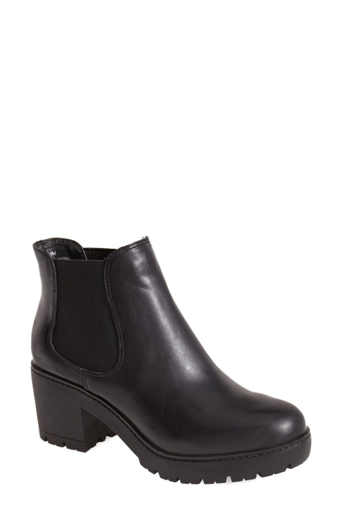 'Rumi' Leather Bootie, Main, color, BLACK LEATHER