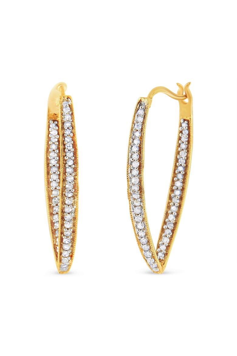 10K Yellow Gold 1/2 Ct RoundDiamond Modern Hoop Earrings, Alternate, color, Yellow