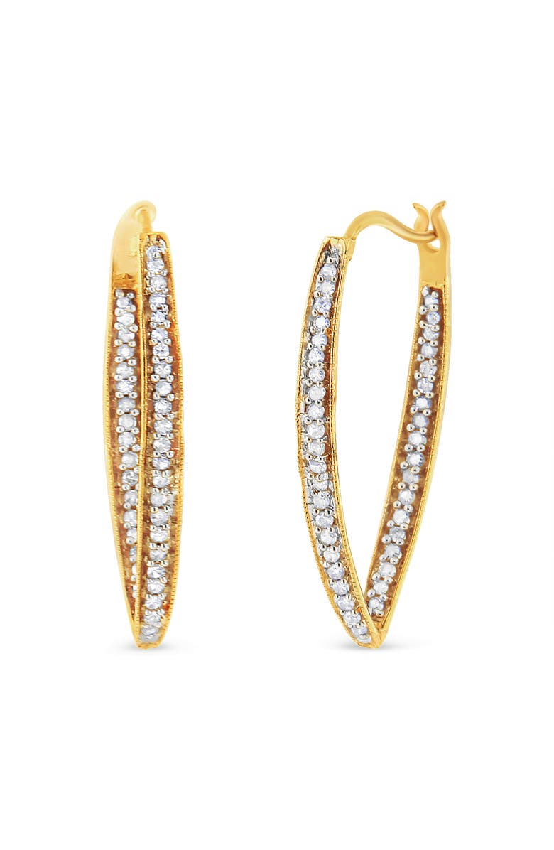 Haus of Brilliance 10K Yellow Gold 1/2 Ct RoundDiamond Modern Hoop Earrings, Alternate, color, Yellow