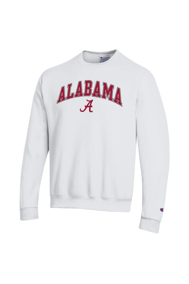 Men's Champion  White Alabama Crimson Tide Arch Over Logo Pullover Sweatshirt, Alternate, color, White