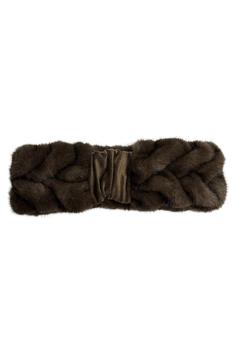 Braided Faux Fur Headband, Alternate, color, BROWN