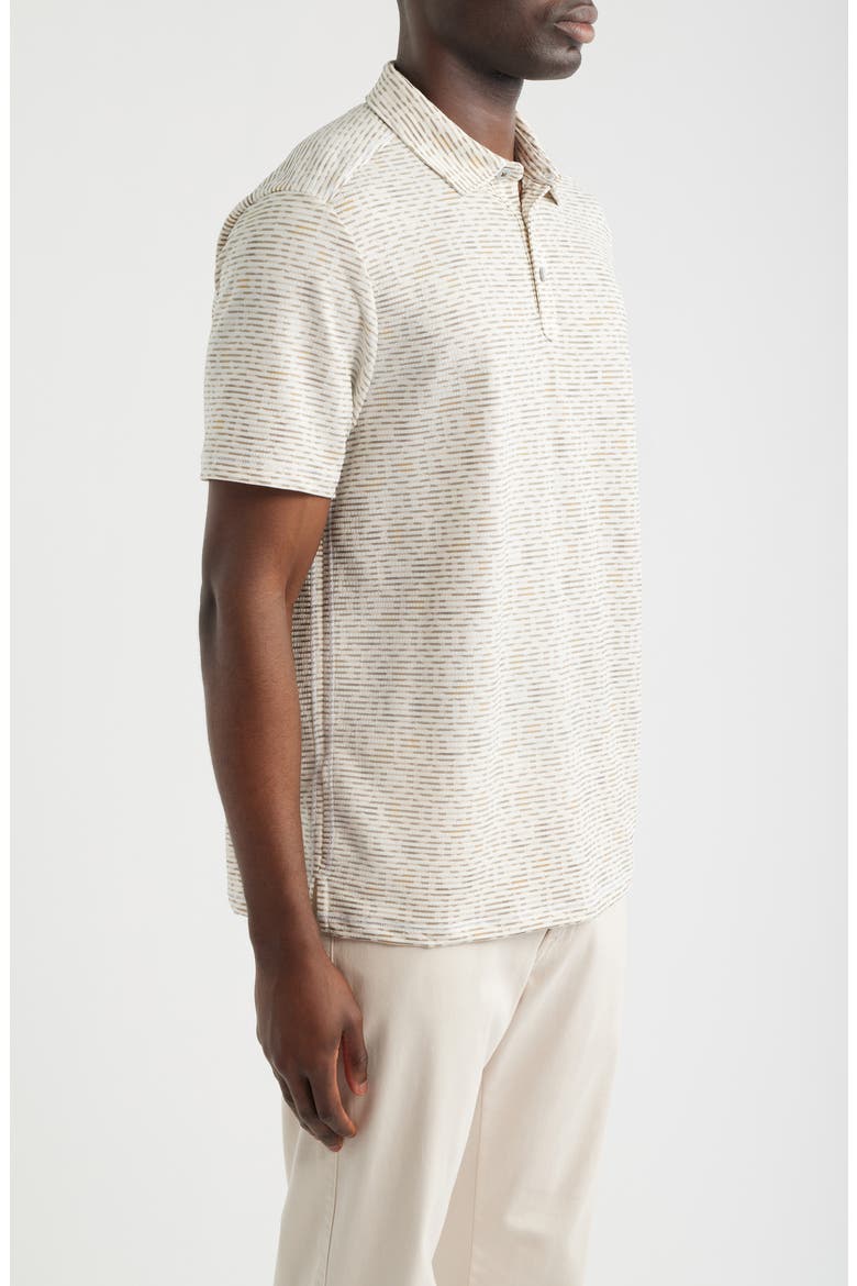 Costa Wave Mosaic Print Seersucker Stripe IslandZone® Polo, Alternate, color, ABBEY STONE