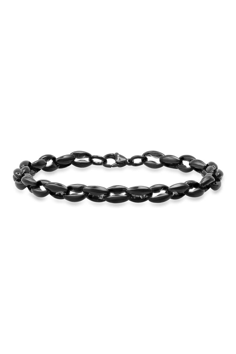 Men's Ion-Plated Stainless Steel Chain Bracelet, Main, color, BLACK