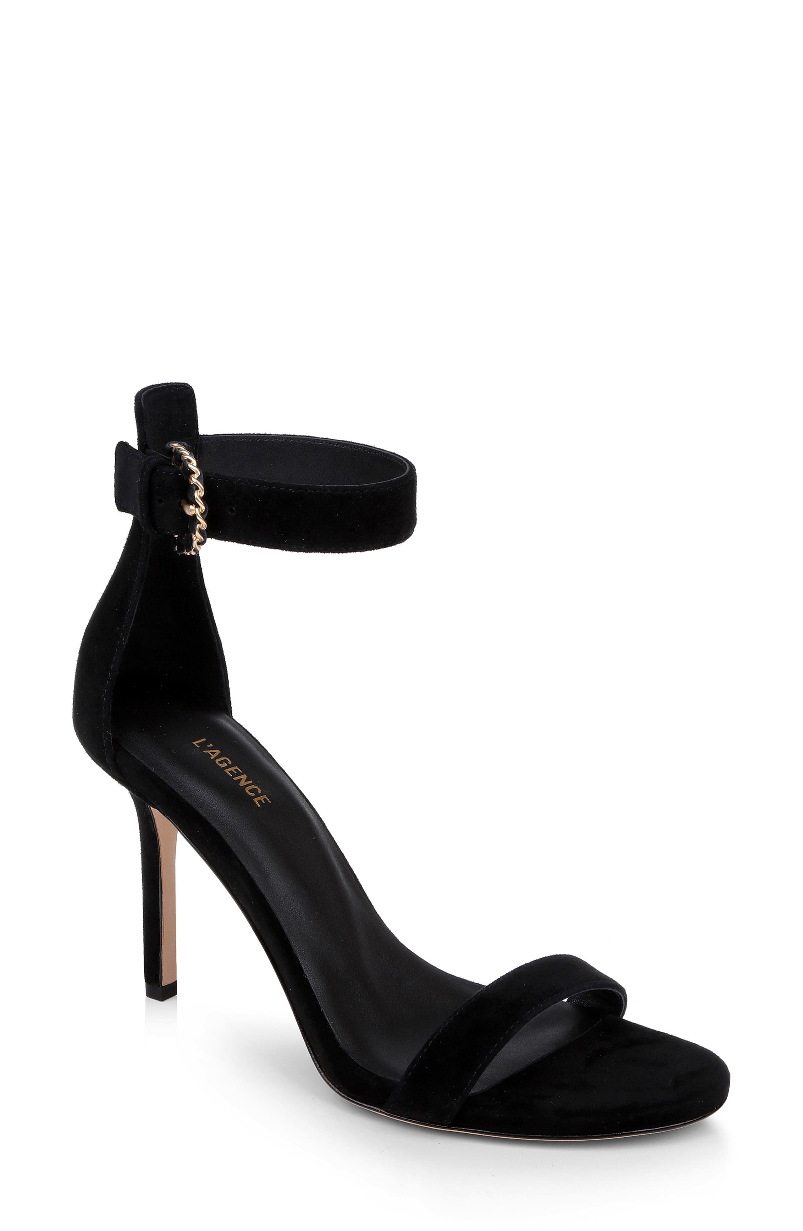L'AGENCE Gisele VII Sandal, Main, color, Black Suede