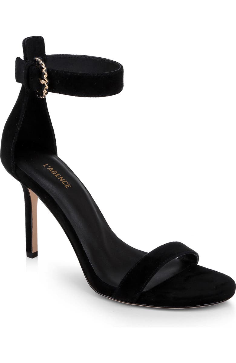 L'AGENCE Gisele VII Sandal, Main, color, Black Suede