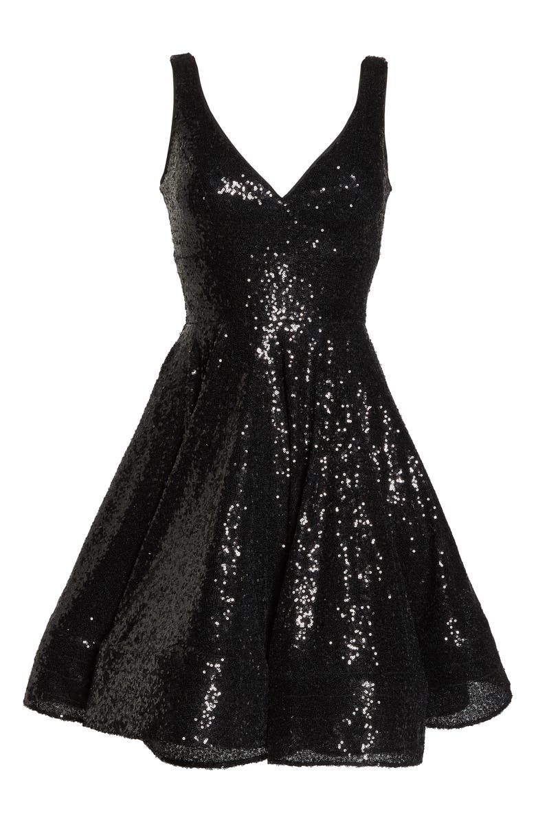 Mac Duggal Sequin Fit & Flare Cocktail Dress, Alternate, color,