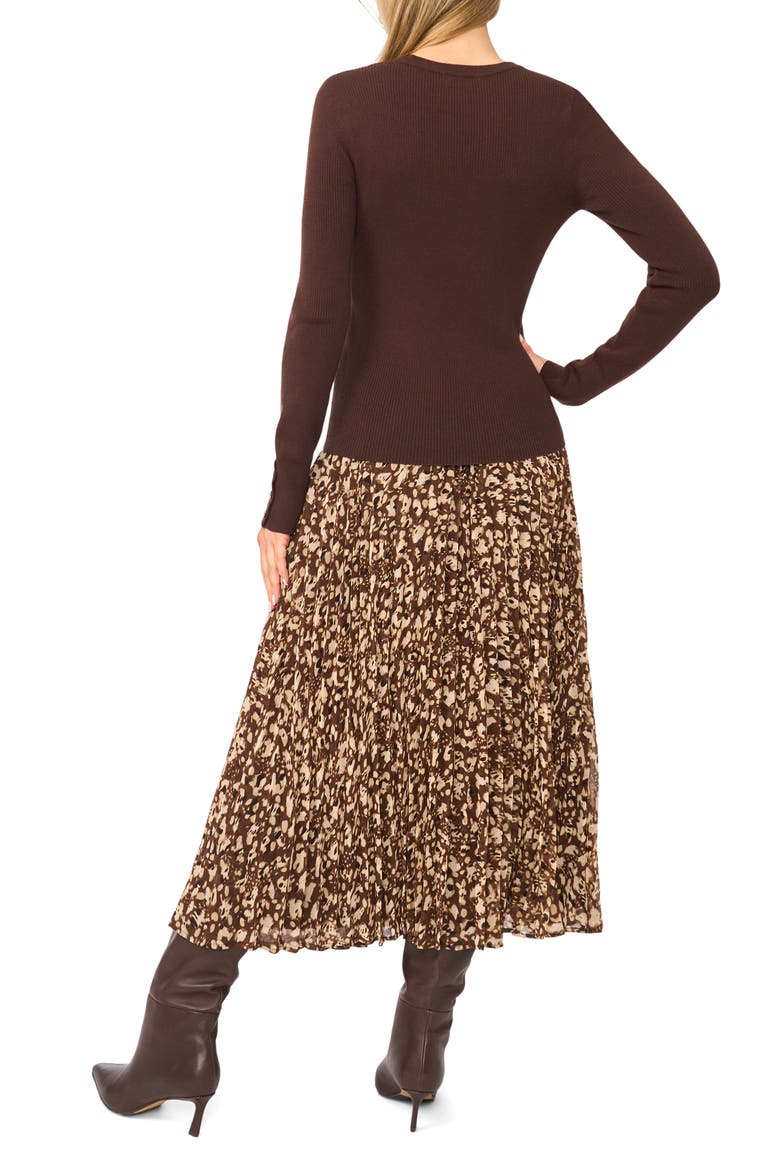 Button Cuff Rib Crewneck Sweater, Alternate, color, CHICORY COFFEE