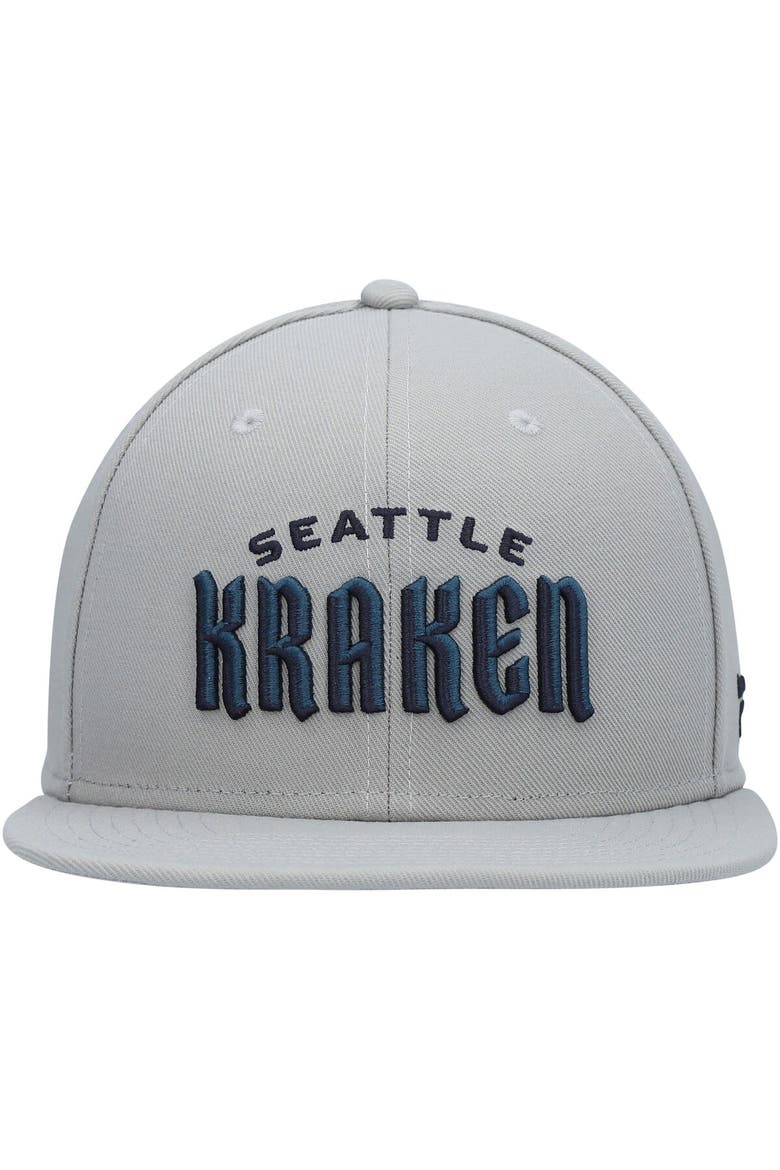 Men's Fanatics Branded Gray Seattle Kraken Wordmark Logo Snapback Hat, Alternate, color, Gray