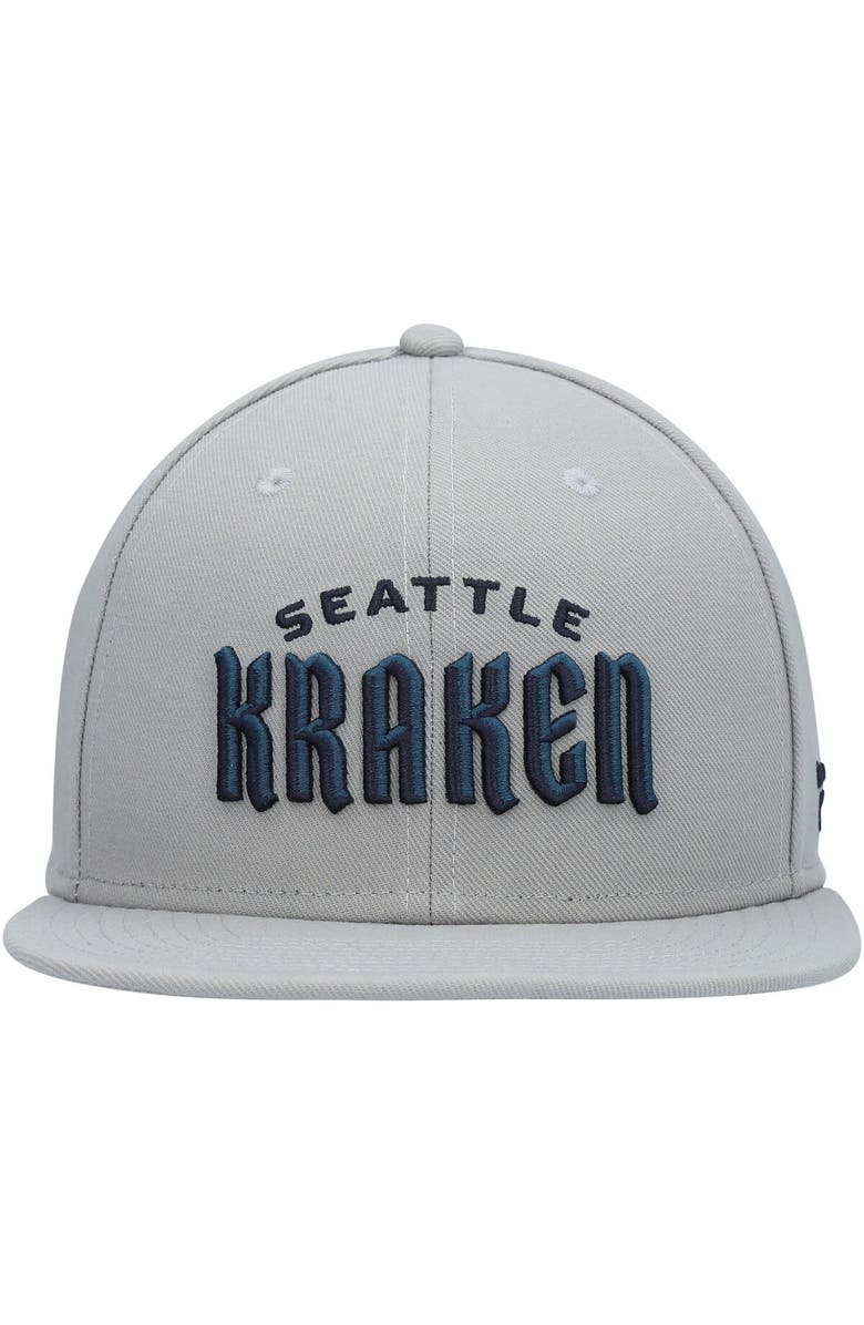 FANATICS Men's Fanatics Branded Gray Seattle Kraken Wordmark Logo Snapback Hat, Alternate, color, Gray