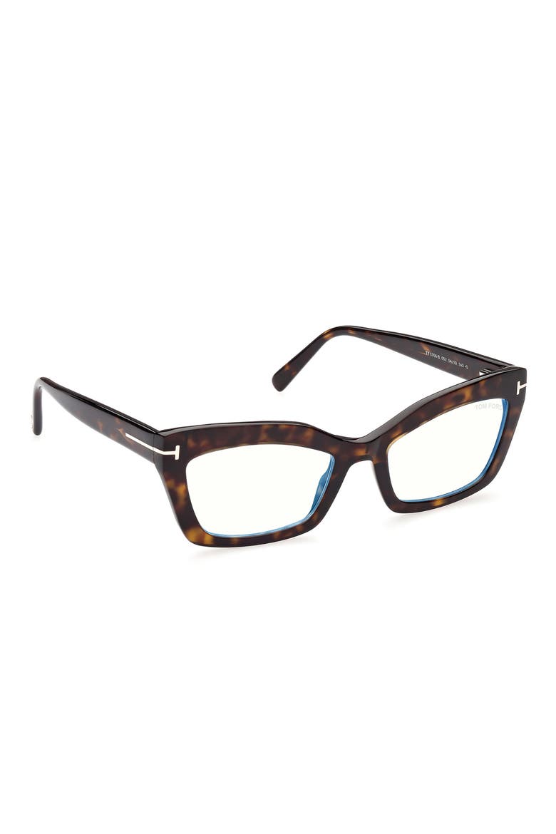 54mm Cat Eye Blue Light Blocking Glasses, Alternate, color, DARK HAVANA