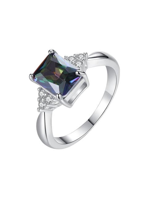 Mystic Topaz Ring 2.5 ct Princess Cut