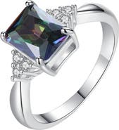 DLORIA Mystic Topaz Ring 2.5 ct Princess Cut