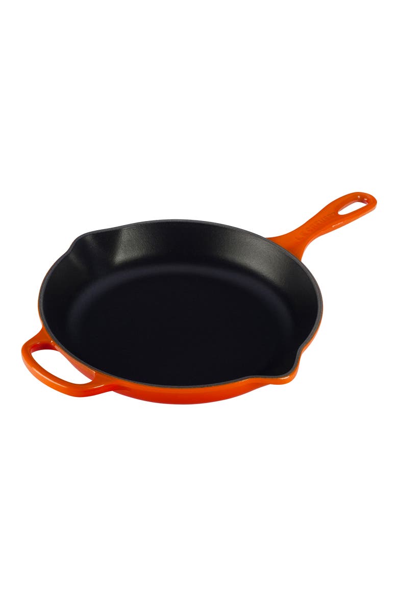 Signature Handle 10 1/4 Inch Enamel Cast Iron Skillet, Alternate, color, FLAME