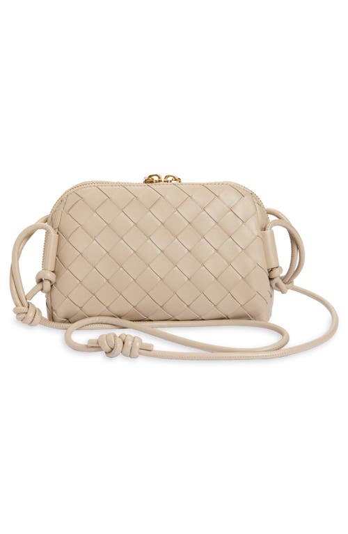 Bottega Veneta Mini Concert Intrecciato Leather Crossbody Bag In 9615 Ecru-gold