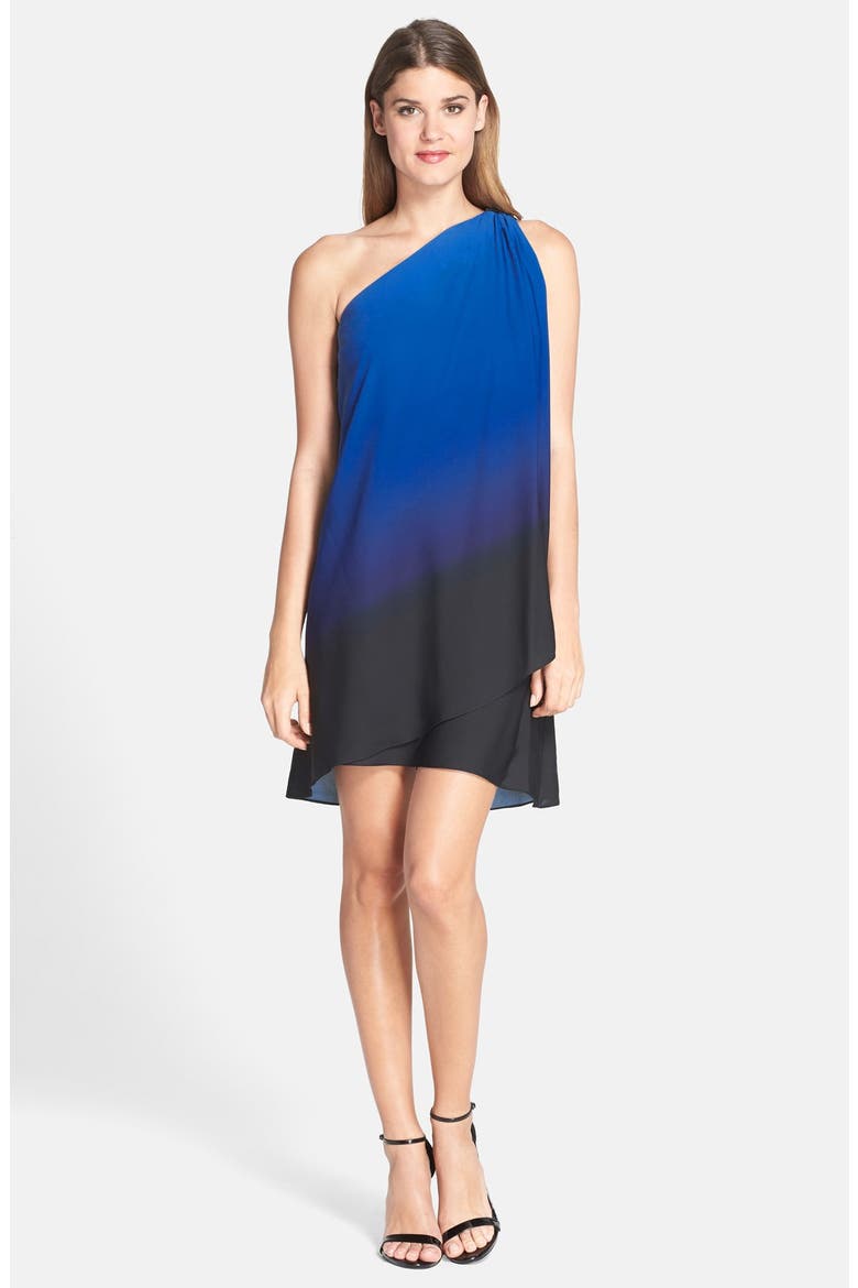 Asymmetrical One-Shoulder Dress, Alternate, color, COBALT BLACK OMBRE