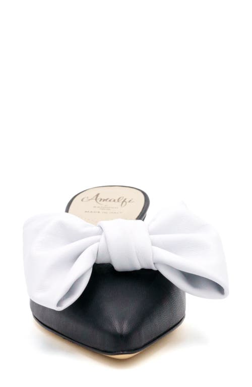 Amalfi By Rangoni Antica Pointed Toe Kitten Heel Mule In Black/white Parm Bow
