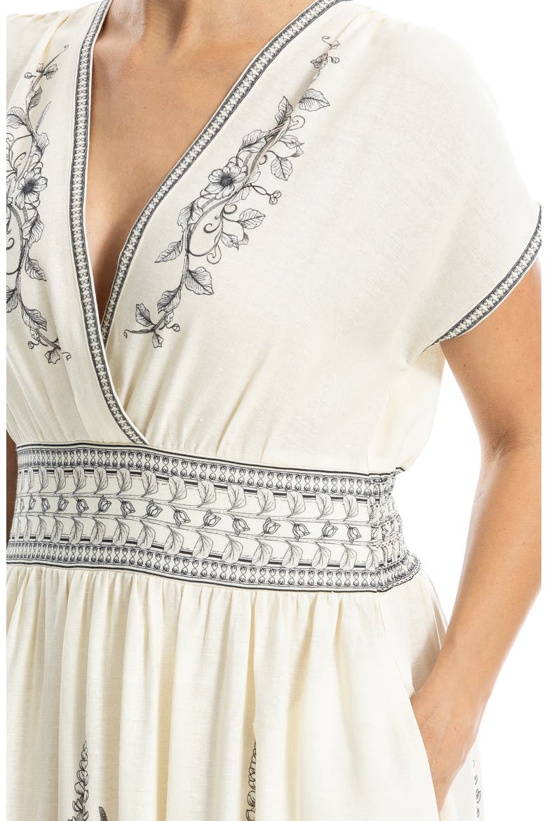 Surplice Neck Short Sleeve Maxi Dress, Alternate, color, NATURAL FLORAL SPIKES
