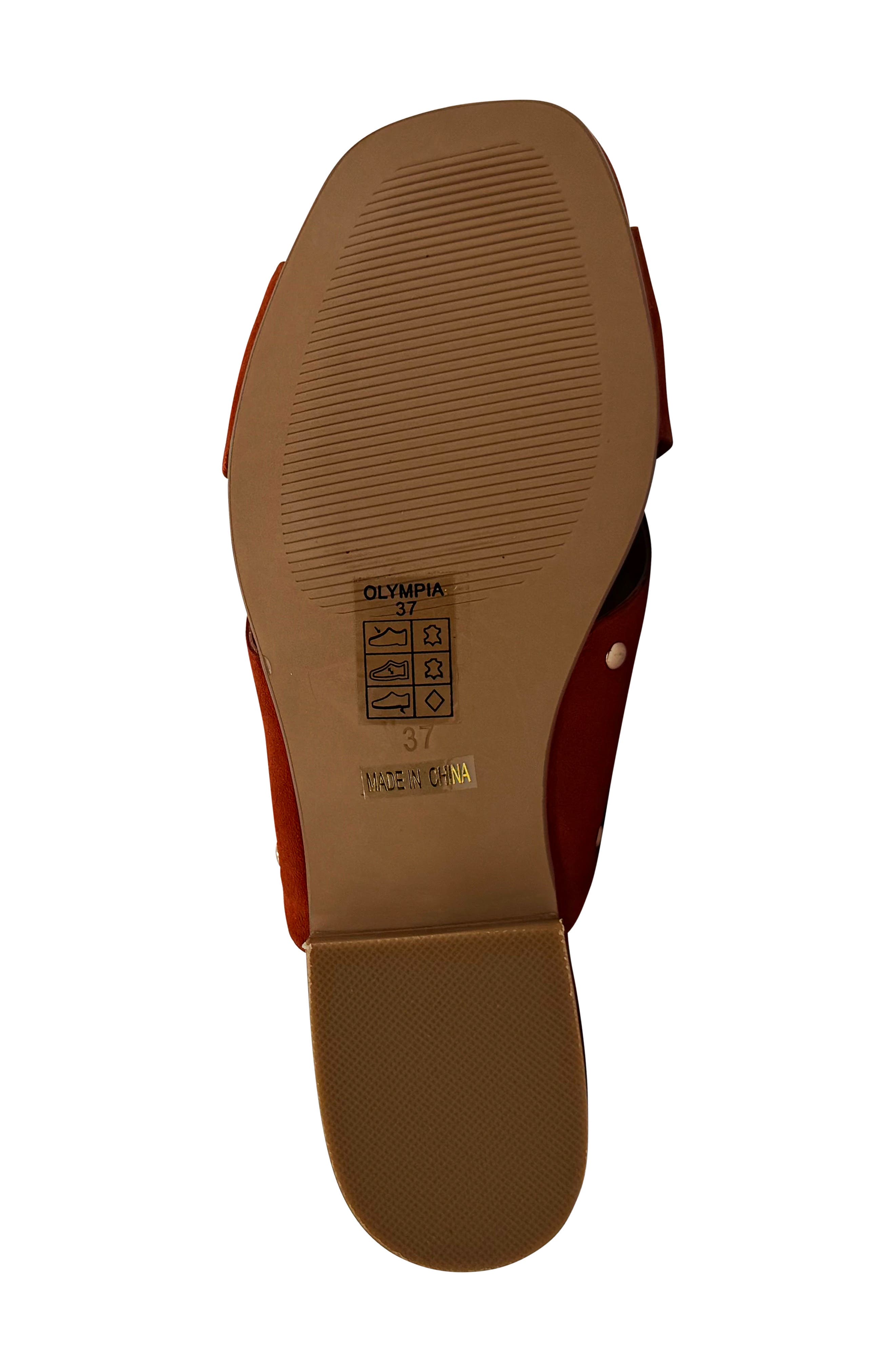 Olympia Studded Slide Sandal, Alternate, color, ORANGE SUEDE