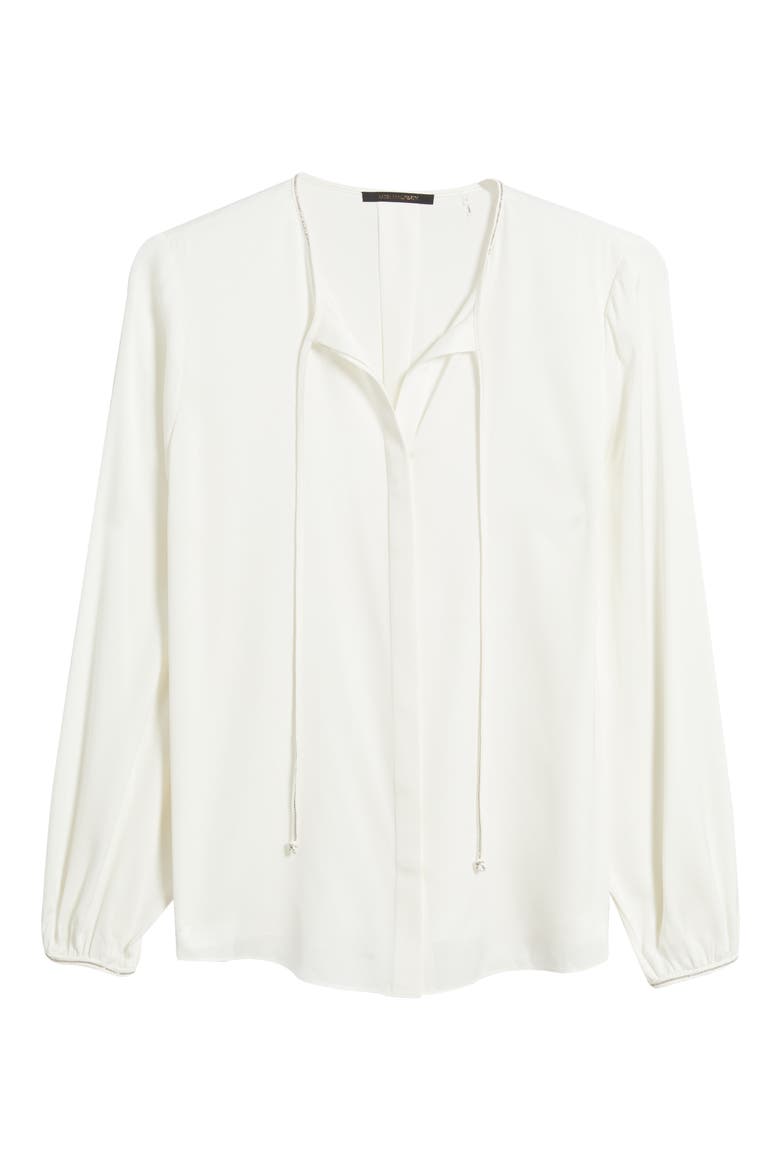 Eliza Silk Blend Button-Up Top, Alternate, color, IVORY