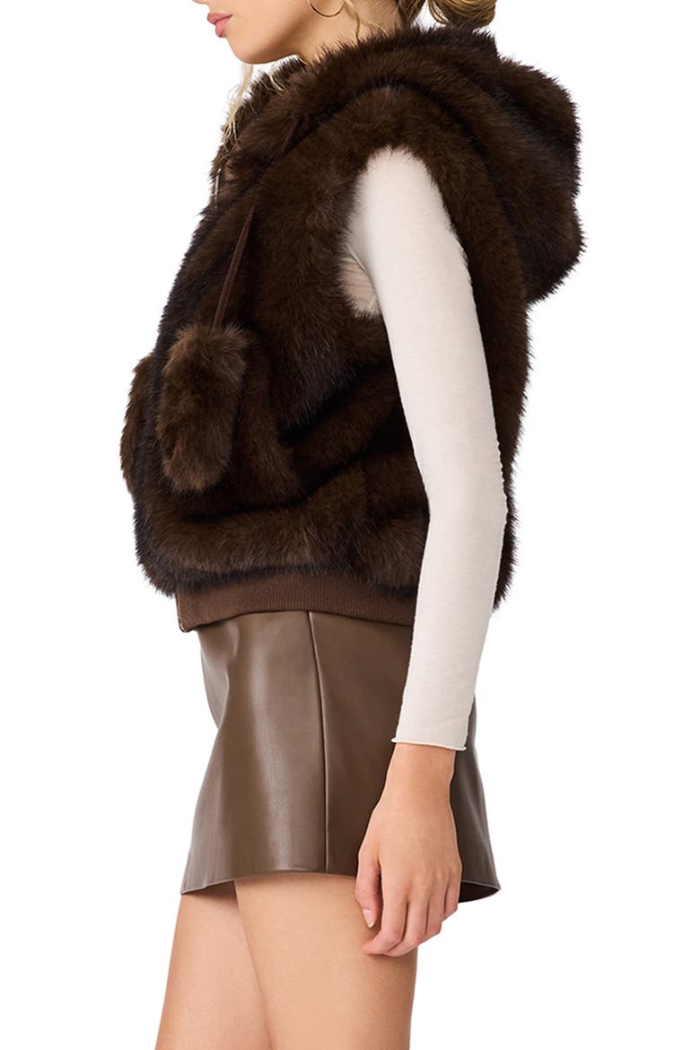 Sophee Faux Fur Hooded Vest, Alternate, color, FOSSIL BROWN