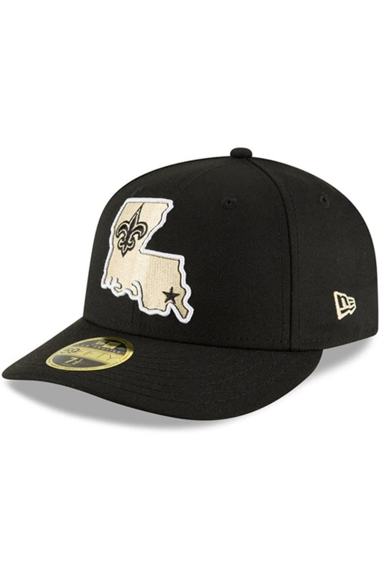 New Era Men's New Era Black New Orleans Saints Alternate Logo Omaha Low Profile 59FIFTY Fitted Hat, Main, color, Black