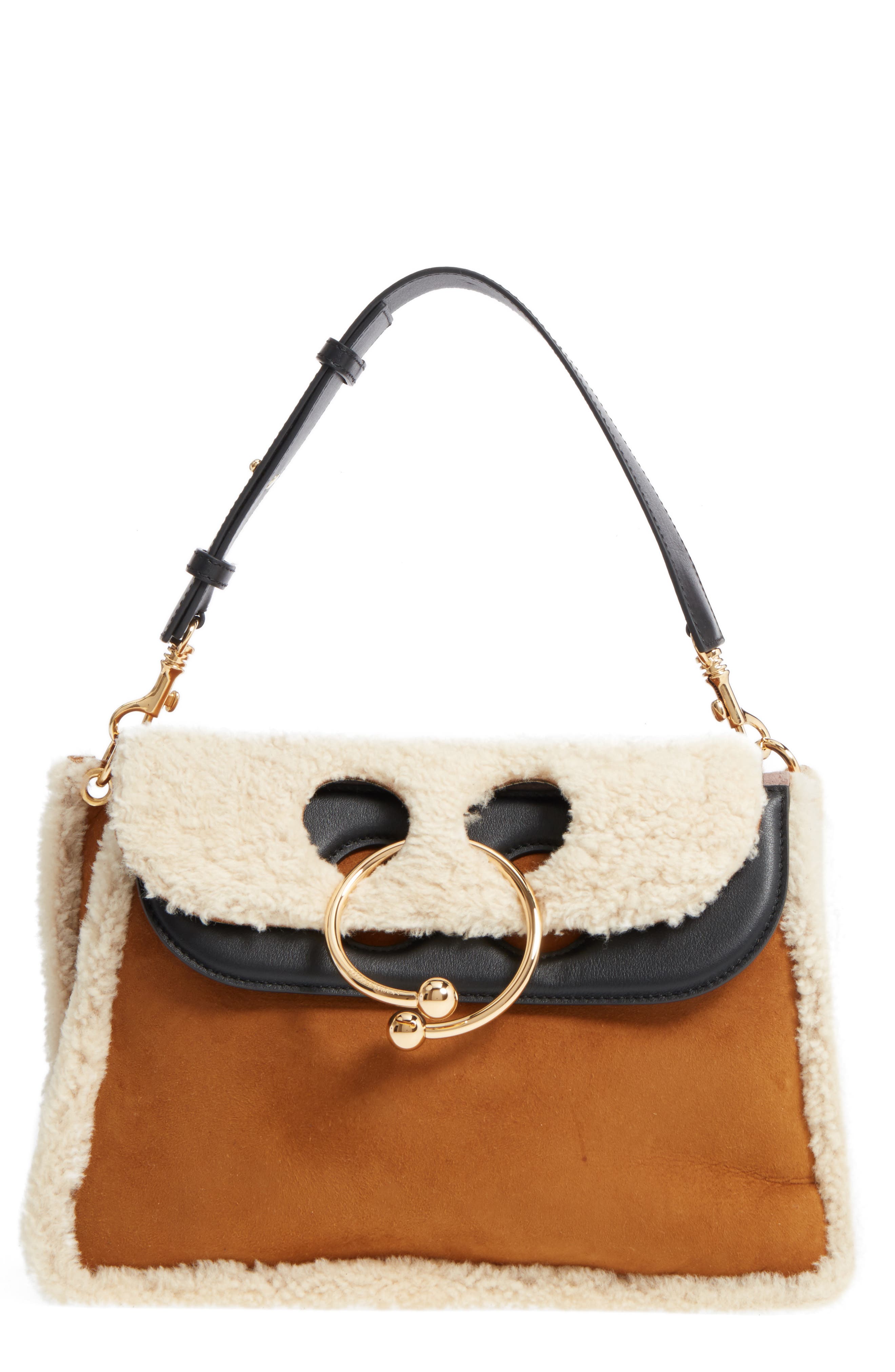 JW Anderson J.W.ANDERSON Medium Pierce Genuine Shearling Shoulder Bag, Main, color, 