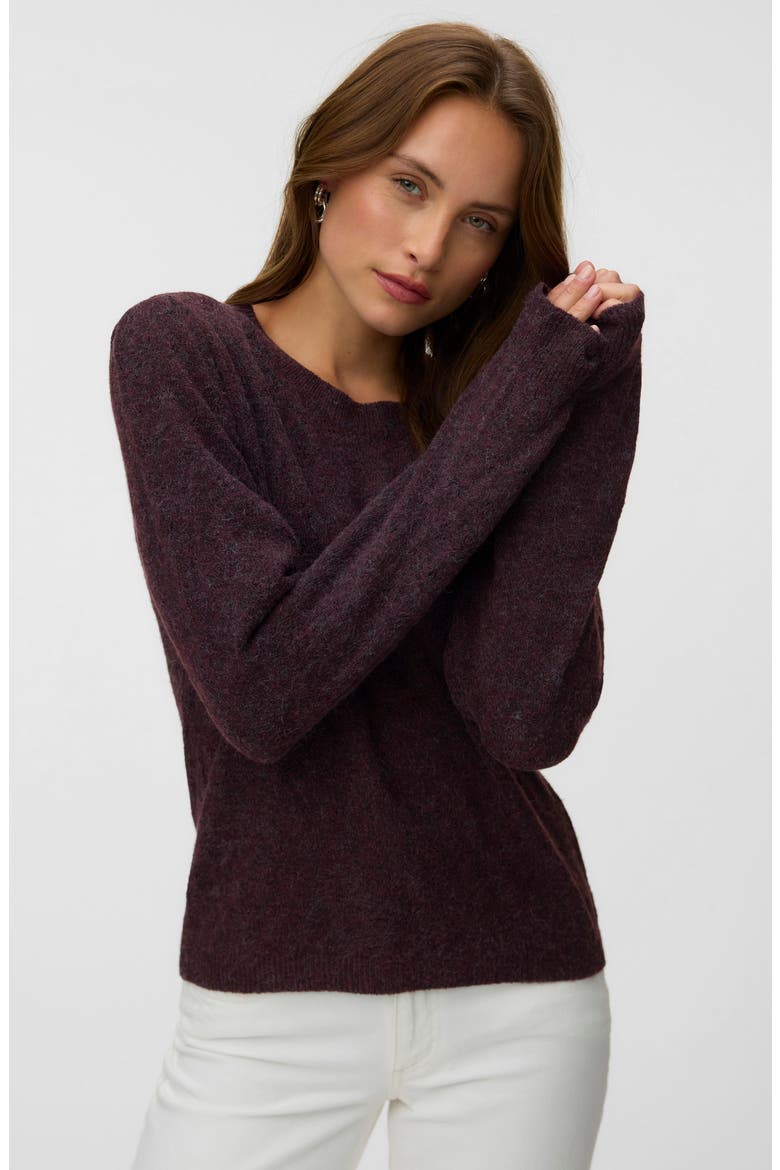 Crewneck Sweater, Alternate, color, WINDSOR WINE BLACK MELANGE