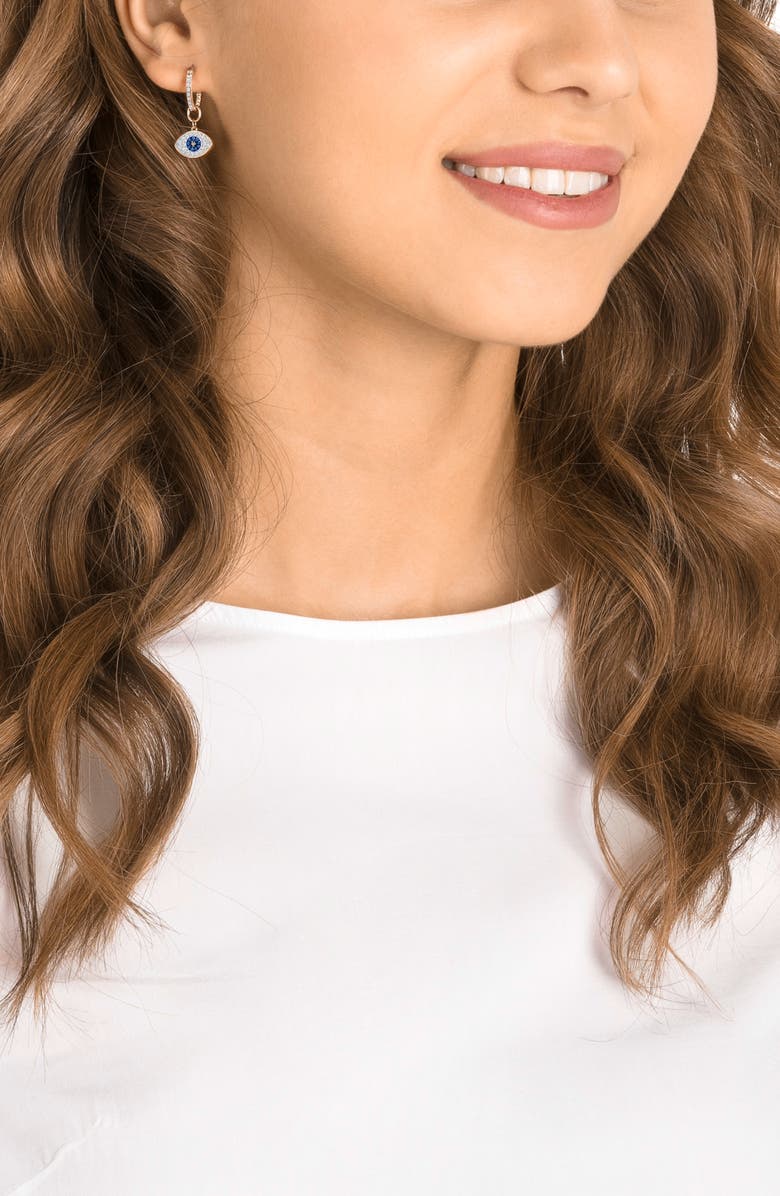 Swarovski Symbolica Swarovski Evil Eye Hoop Earrings, Alternate, color, Rose Gold