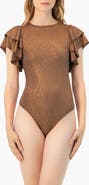 IVONNE Ruffled Sleeve Round Neck Bodysuit