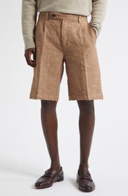 Massimo Alba Pleated Longline Linen Shorts