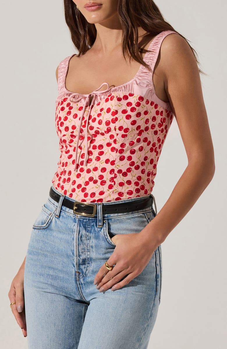 ASTR the Label Floral Milkmaid Top, Alternate, color, Cherry Print