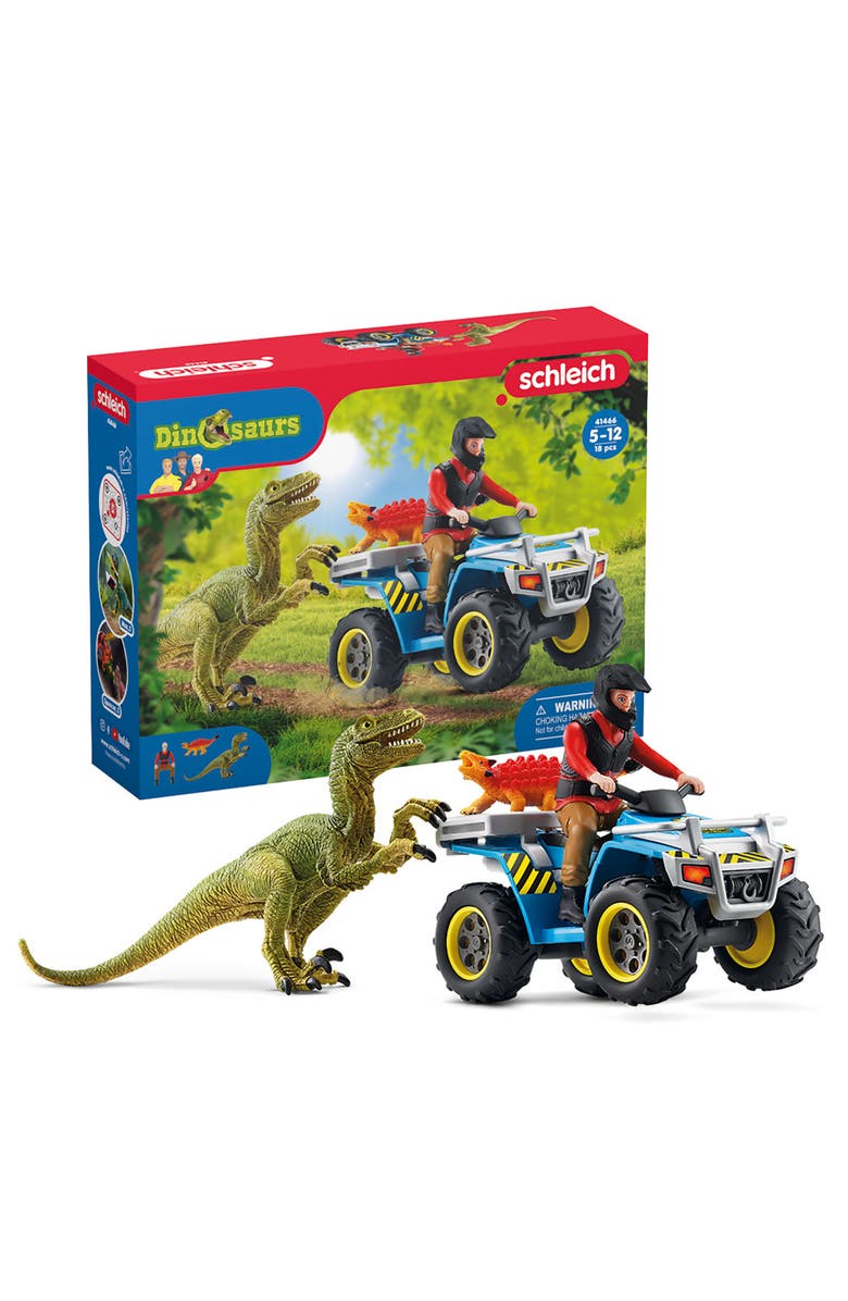 Schleich Dinosaurs Quad Escape From Velociraptor, Alternate, color, Multicolored