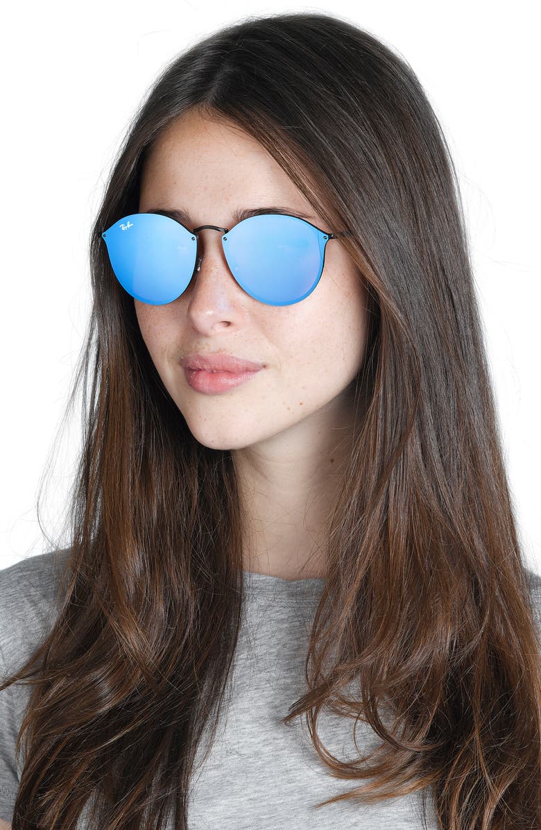 Ray-Ban Blaze 59mm Round Mirrored Sunglasses, Alternate, color, 