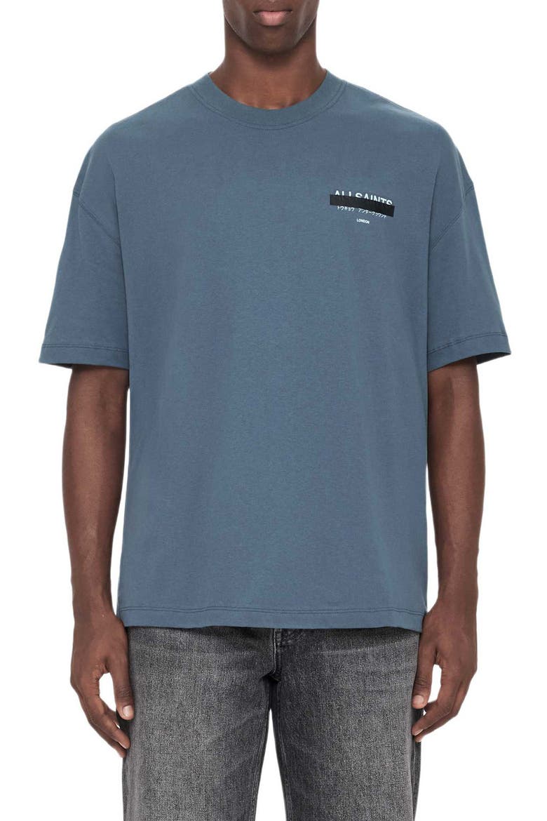 Redact Mock Neck Graphic T-Shirt, Main, color, LUNAR BLUE