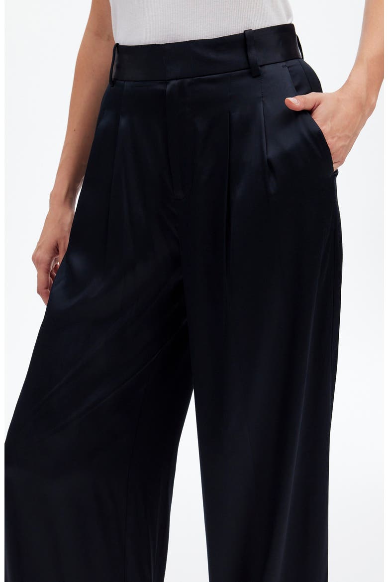 Superwide Leg Trousers in Stretch Satin, Alternate, color, TRUE BLACK