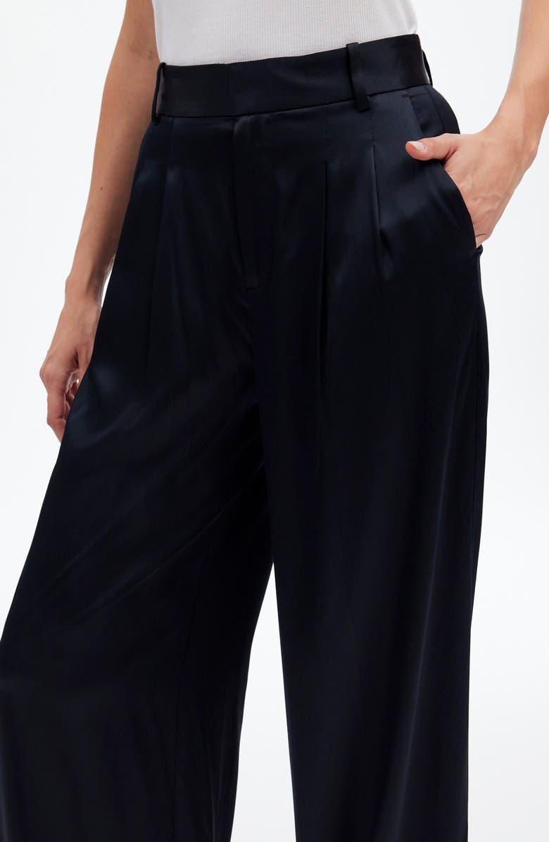 Madewell Superwide Leg Trousers in Stretch Satin, Alternate, color, True Black