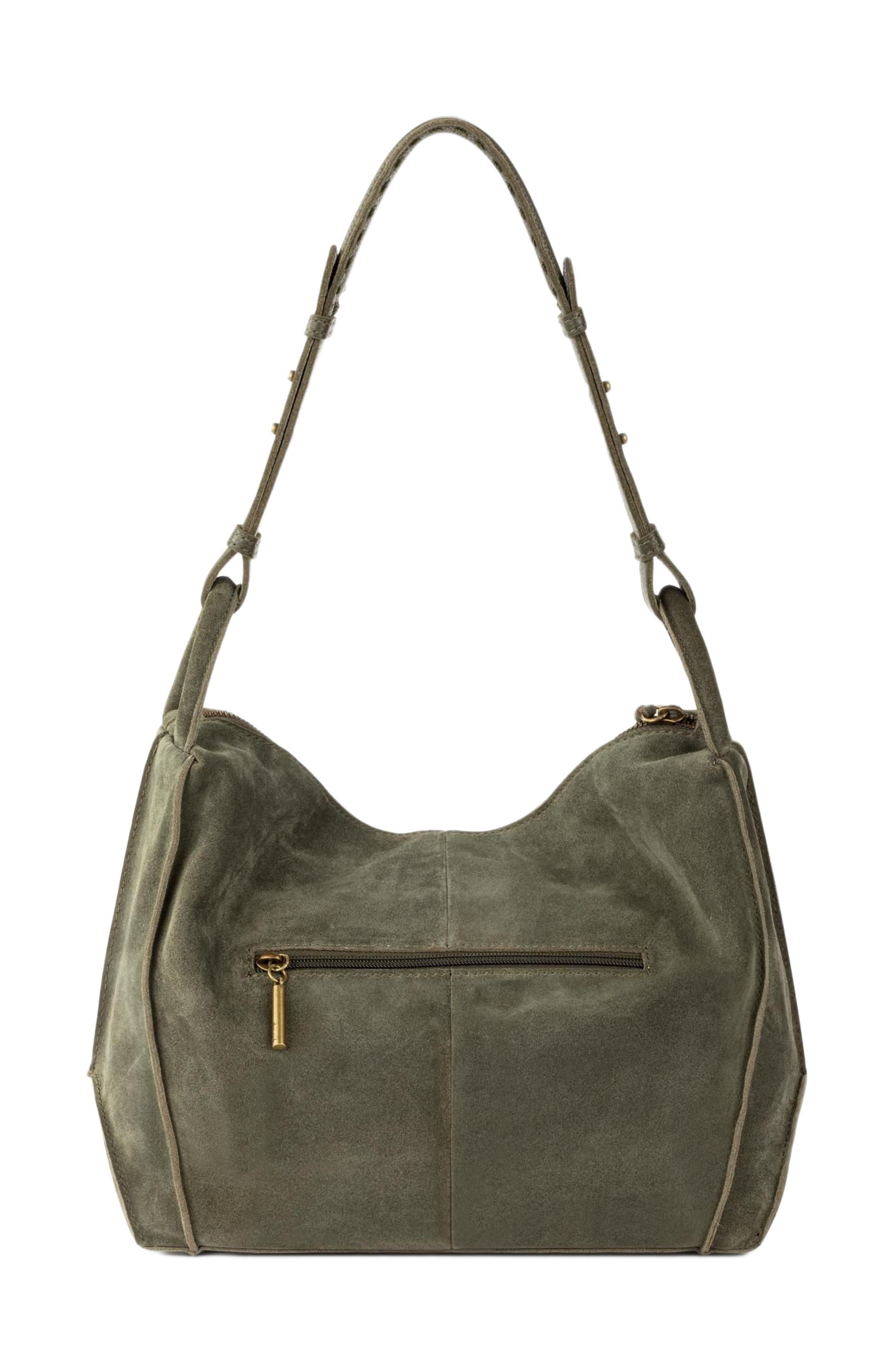 Los Feliz Hobo Leather Bag, Alternate, color, Moss Suede