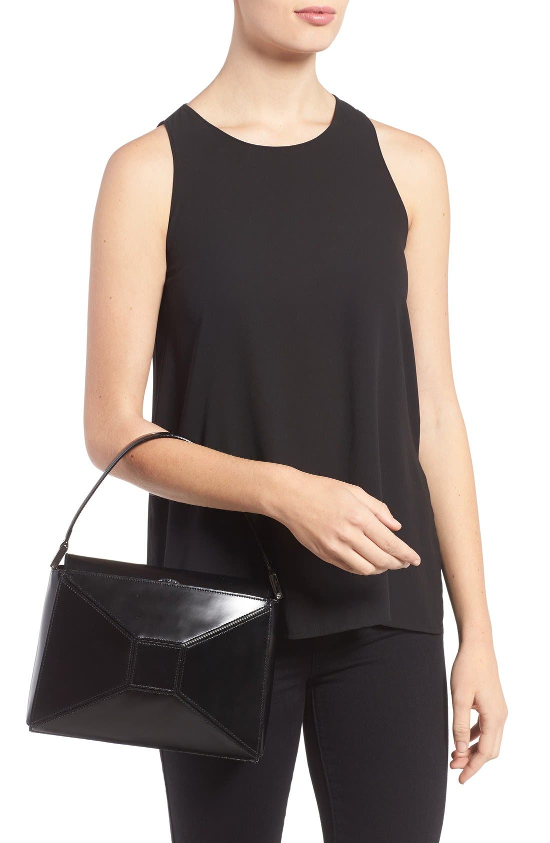 Steer Glass Leather Handbag, Alternate, color, BLACK