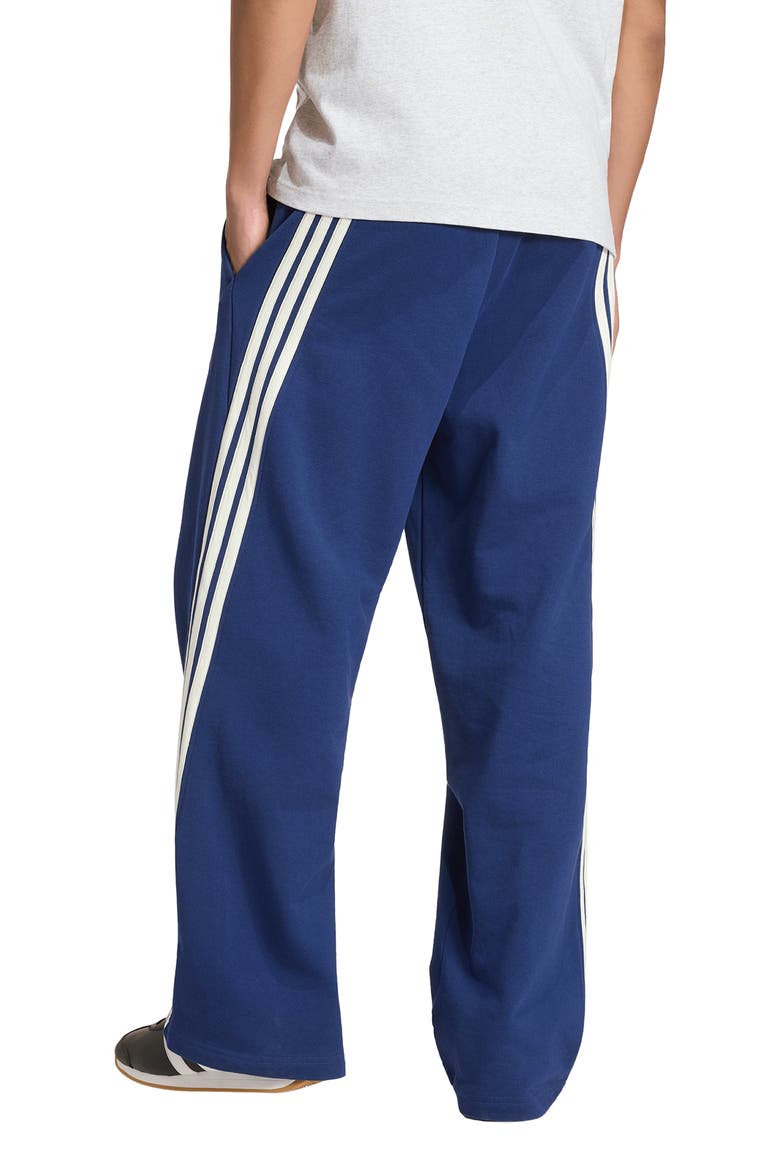 Kit 3-Stripes Wide Leg French Terry Pants, Alternate, color, DARK BLUE/ OFF WHITE