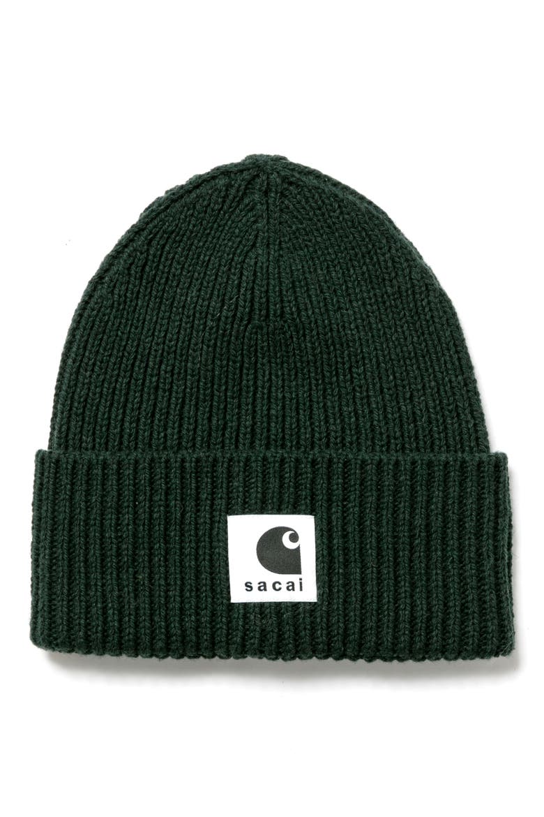 Sacai Carhartt WIP Rib Wool & Nylon Logo Beanie (Women) | Nordstrom
