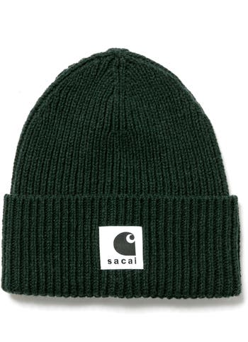 Sacai Carhartt WIP Rib Wool & Nylon Logo Beanie | Nordstrom