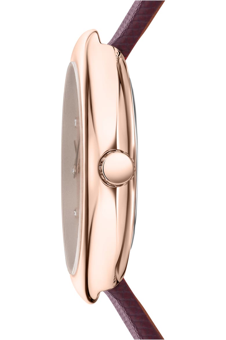 Lea Leather Strap Watch, 35mm, Alternate, color, IP ROSE GOLD